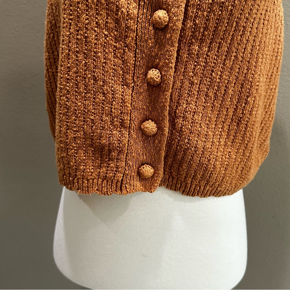 Weekend Nordstrom Brown Knit Cropped Tank Top Women’s Blouse NWT Crochet Sweater - Picture 5 of 9